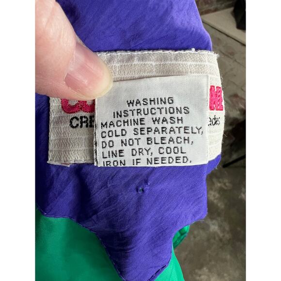 cobblestone jacket windbreaker green purple 1980s snap front double collar - Picture 15 of 15